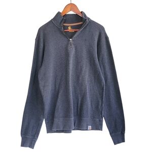 Carhartt Quarter-Zip Pullover Sweater Gray Mens Small Relaxed Fit